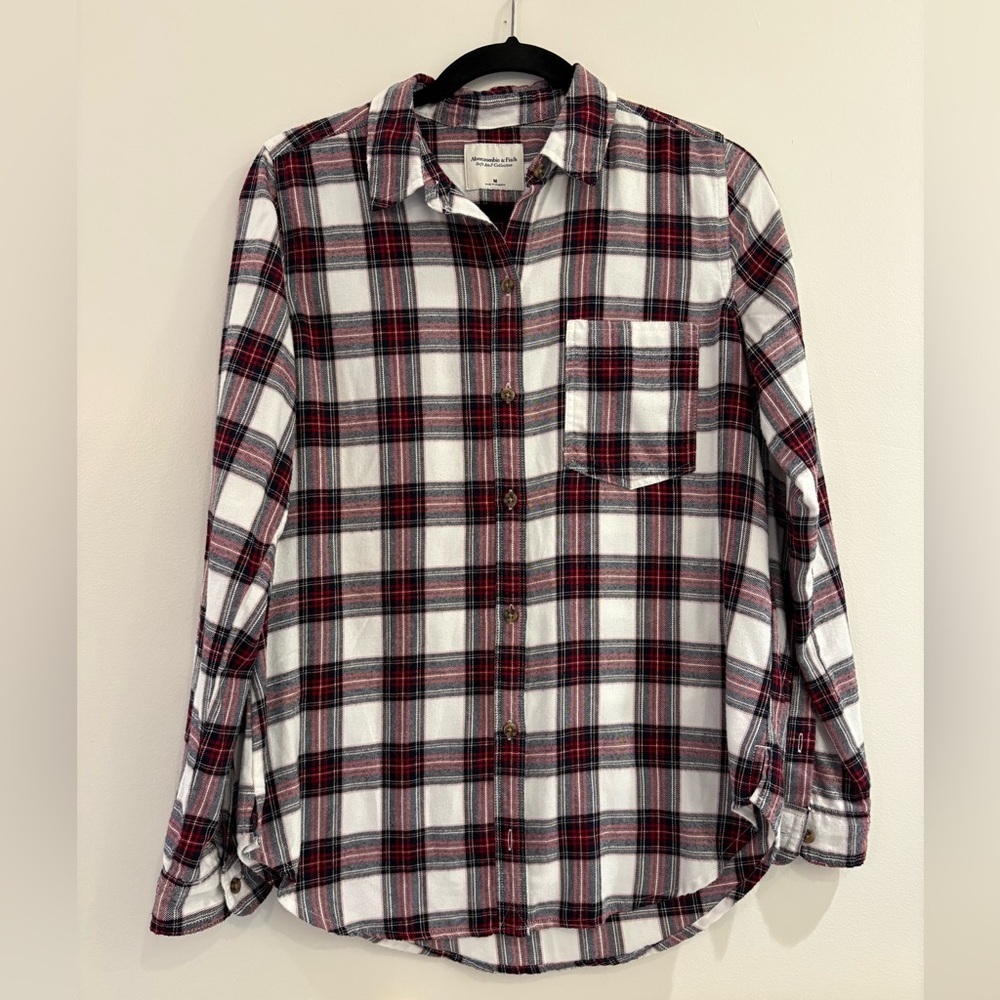 Abercrombie & Fitch Red and Black Plaid Shirt